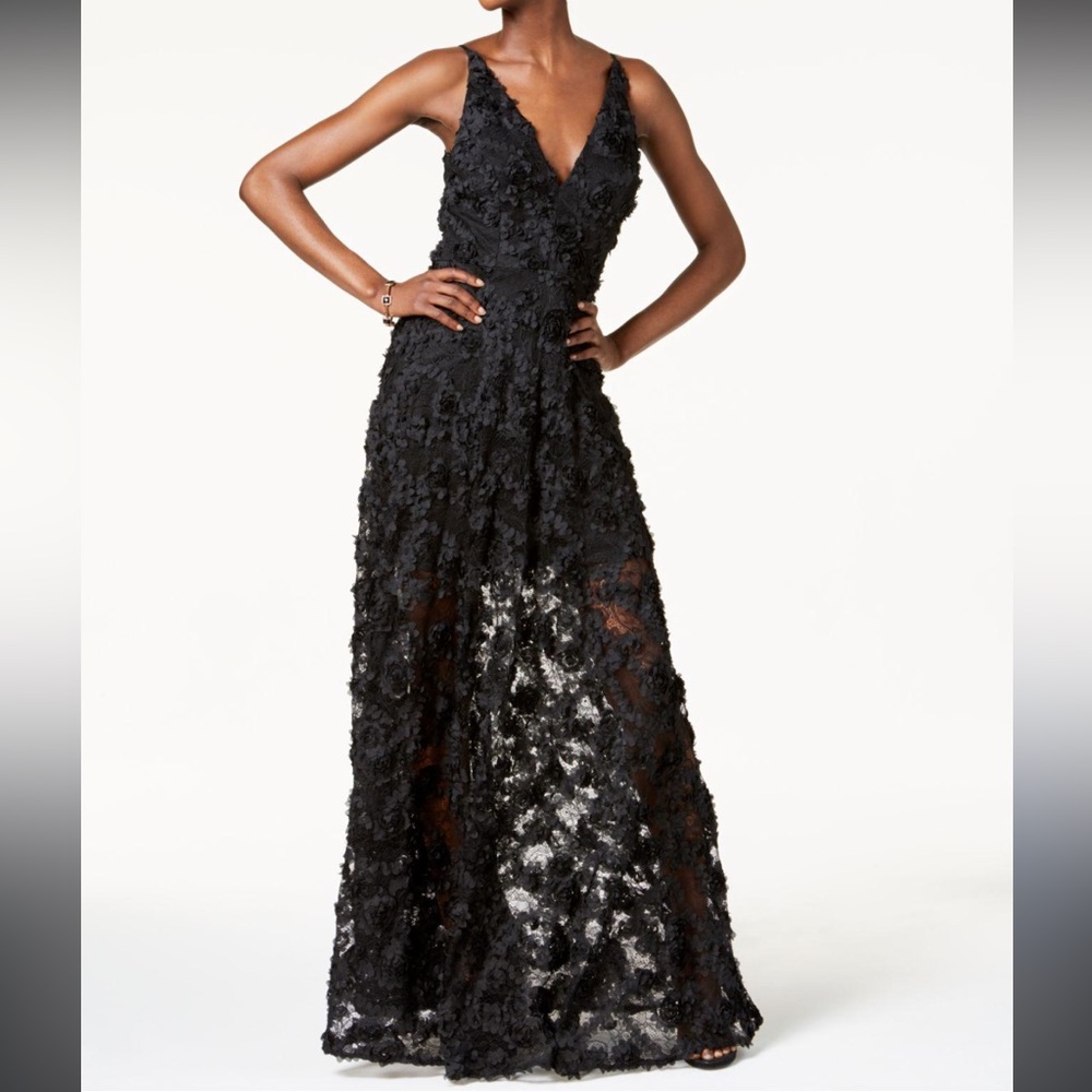 Black Size 6 A-line Gown by Xscape